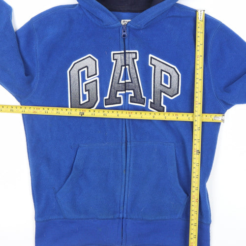 GAP Boys Blue Fleece Zip Hoodie Jacket 8-9 Years Hooded Cotton Lined
