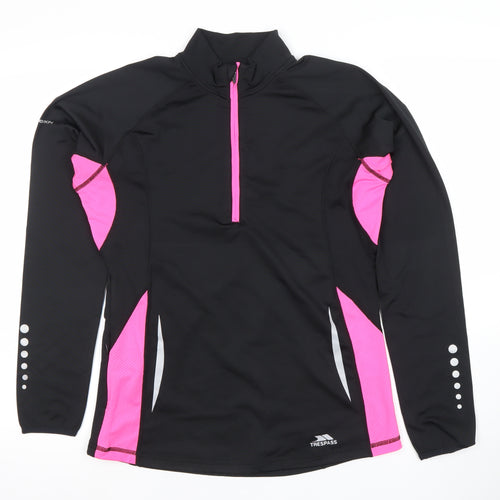 Trespass Womens Black Pink 1/2 Zip Pullover Sweatshirt Size M