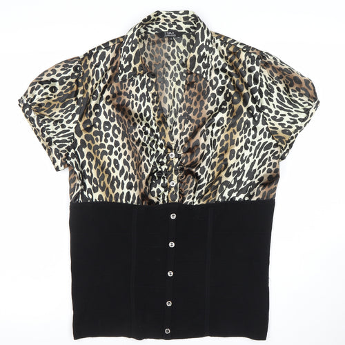 Star by Julien Macdonald Leopard Print Collared Blouse Women’s Size 16