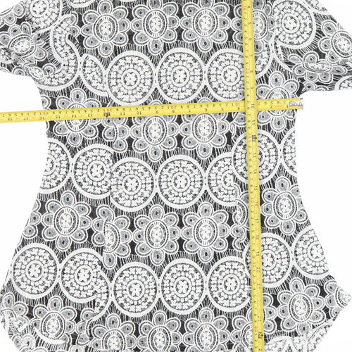 Stella Morgan Women's Multicoloured Geometric Long Sleeve Tunic Blouse Size 10