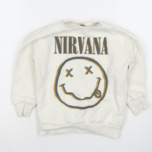 Next Boys Beige Nirvana Graphic Pullover Sweatshirt 4-5 Years