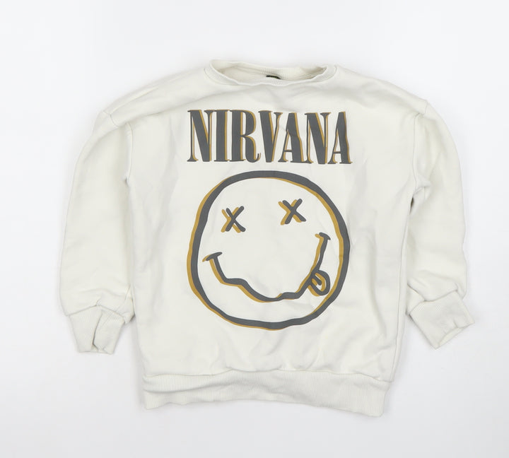 Next Boys Beige Nirvana Graphic Pullover Sweatshirt 4-5 Years