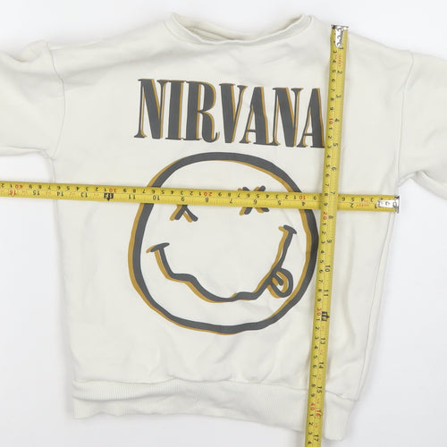 Next Boys Beige Nirvana Graphic Pullover Sweatshirt 4-5 Years