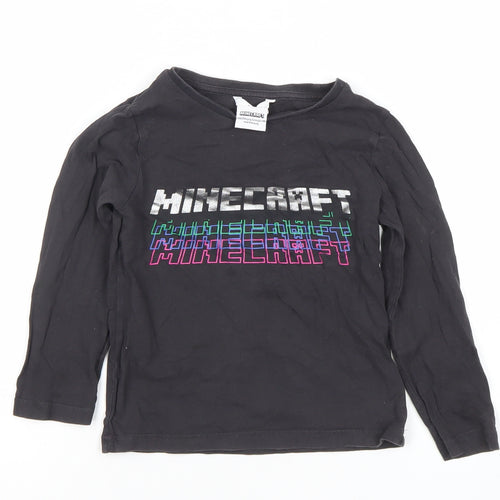 Marks and Spencer Boys Black Minecraft Long Sleeve T-Shirt 4-5 Years
