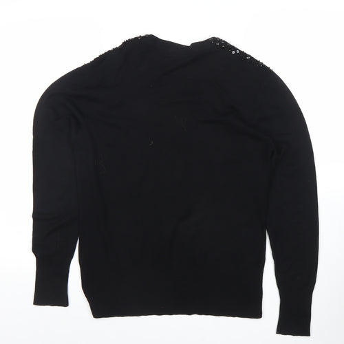 Dunnes Women Black Beaded Scoop Neck Jumper Size 14