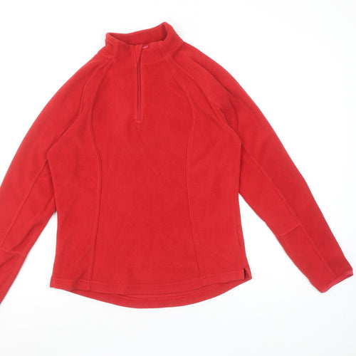 Quechua Women Red Fleece 1/4 Zip Pullover Sweatshirt Size Small