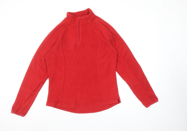 Quechua Women Red Fleece 1/4 Zip Pullover Sweatshirt Size Small