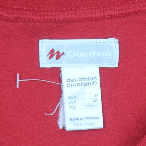 Quechua Women Red Fleece 1/4 Zip Pullover Sweatshirt Size Small