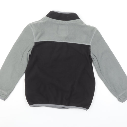 Marks and Spencer Boys Black & Grey Fleece 1/4 Zip Pullover Sweatshirt 8-9 Years