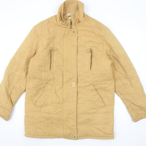 Un Deux Trois Women Beige Mid-Length Quilted Jacket Size 10