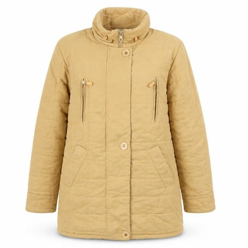 Un Deux Trois Women Beige Mid-Length Quilted Jacket Size 10
