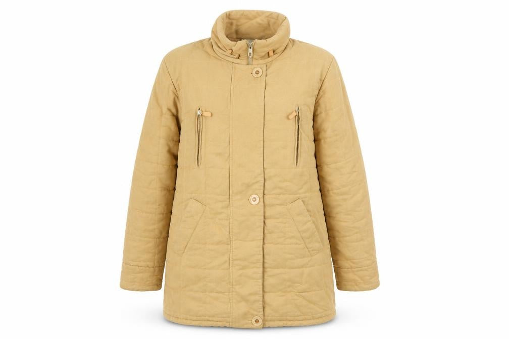 Un Deux Trois Women Beige Mid-Length Quilted Jacket Size 10