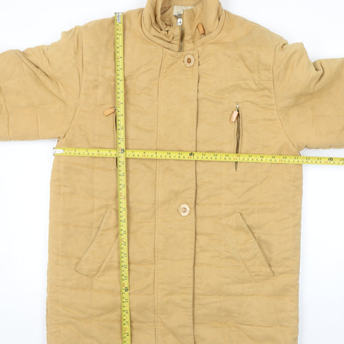 Un Deux Trois Women Beige Mid-Length Quilted Jacket Size 10