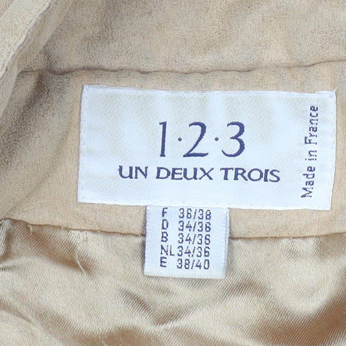 Un Deux Trois Women Beige Mid-Length Quilted Jacket Size 10