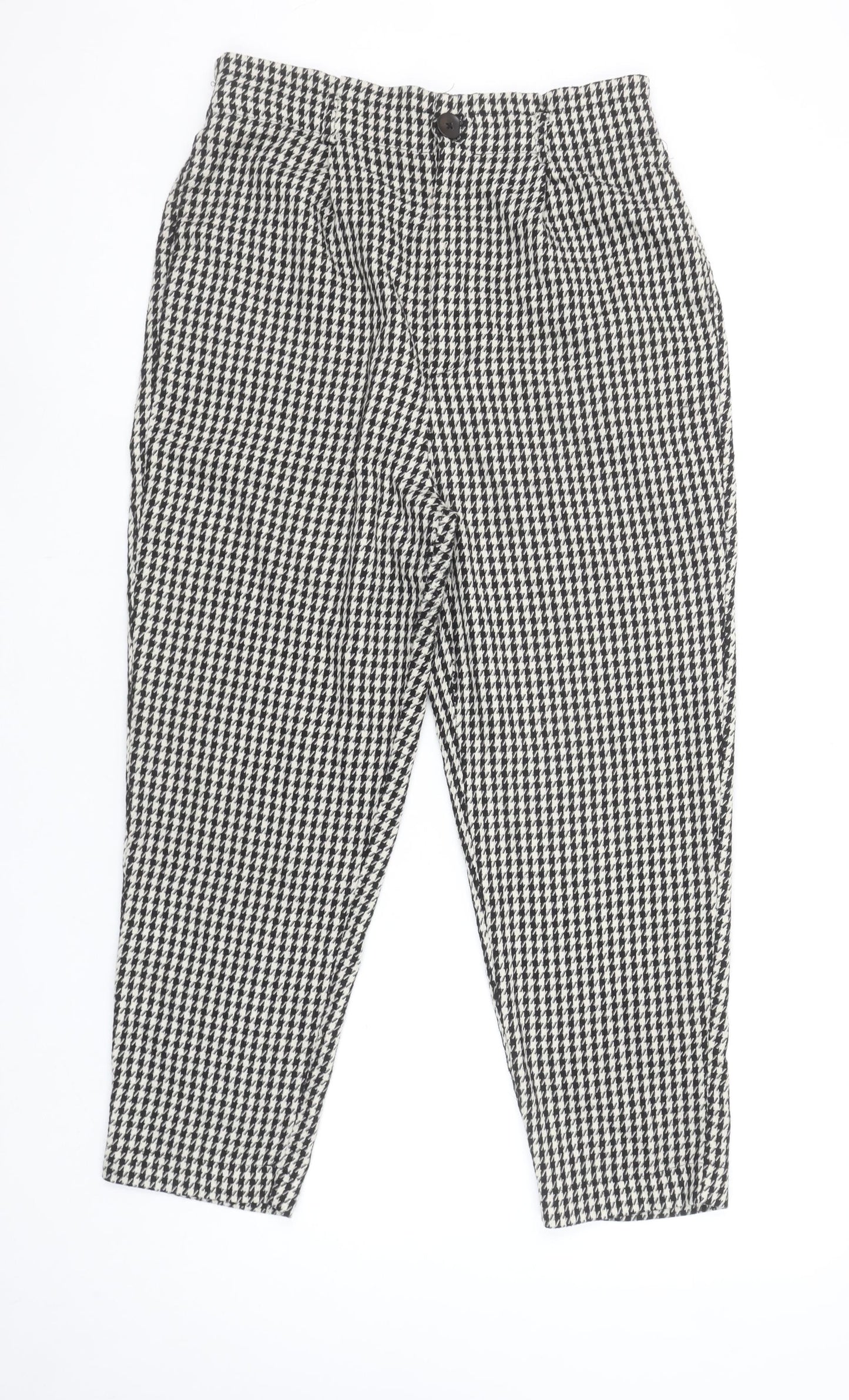Stradivarius Womens Black & White Houndstooth Tapered Trousers XL