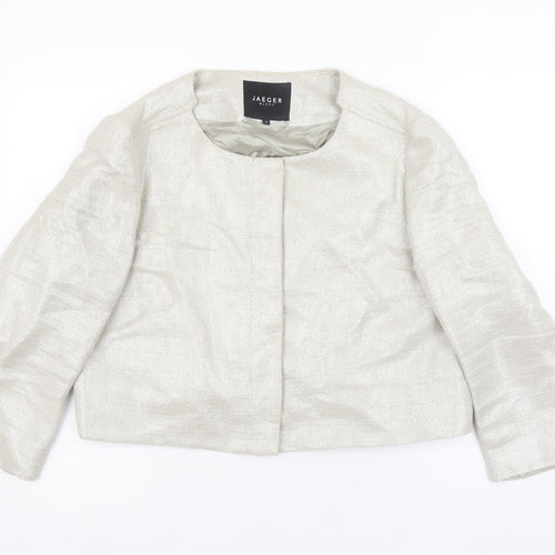 Jaeger Women Beige Linen Blend Cropped Suit Jacket UK16