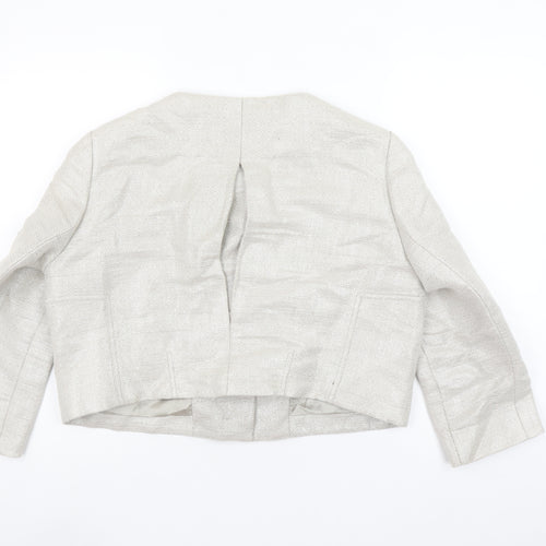 Jaeger Women Beige Linen Blend Cropped Suit Jacket UK16