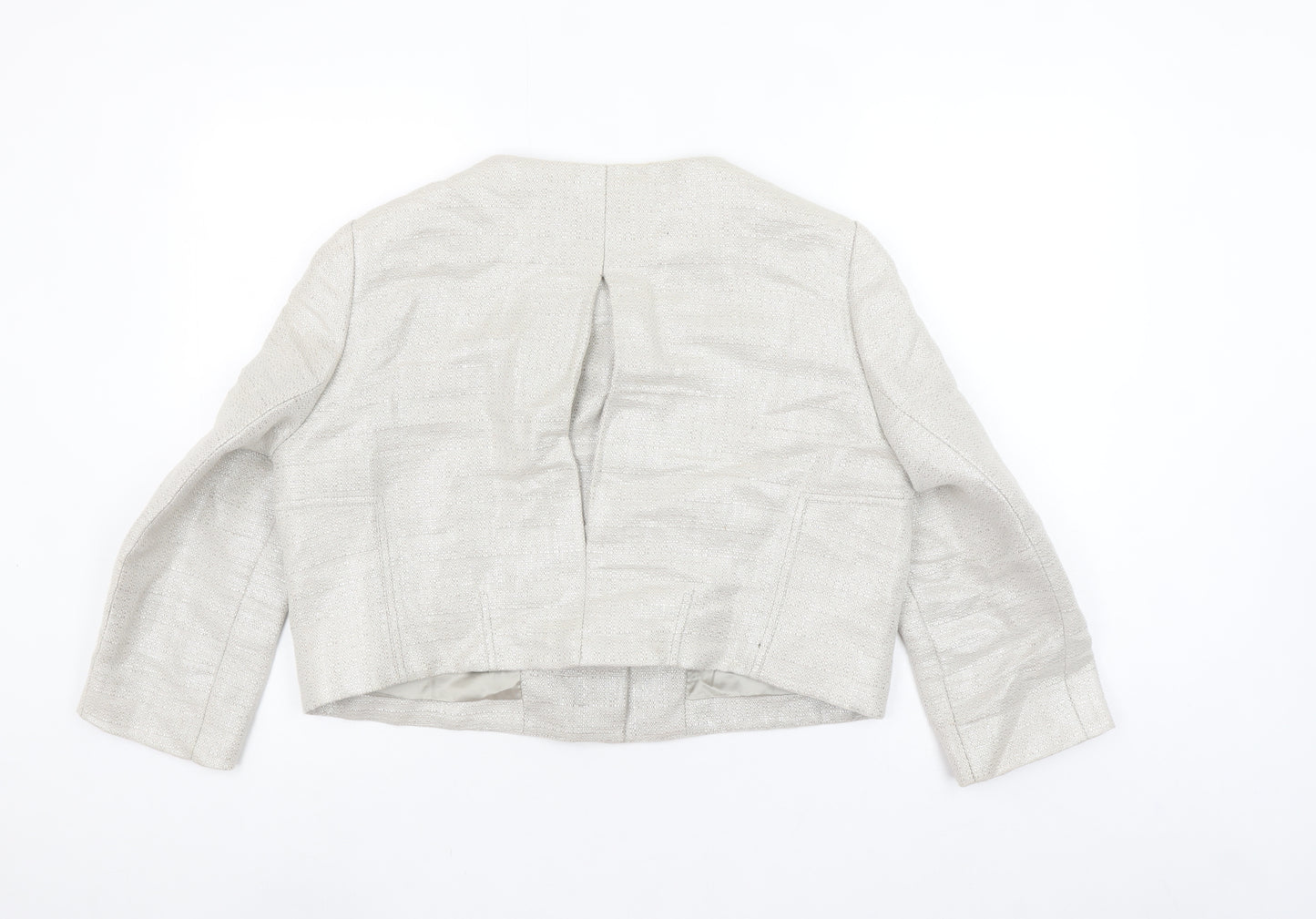 Jaeger Women Beige Linen Blend Cropped Suit Jacket UK16