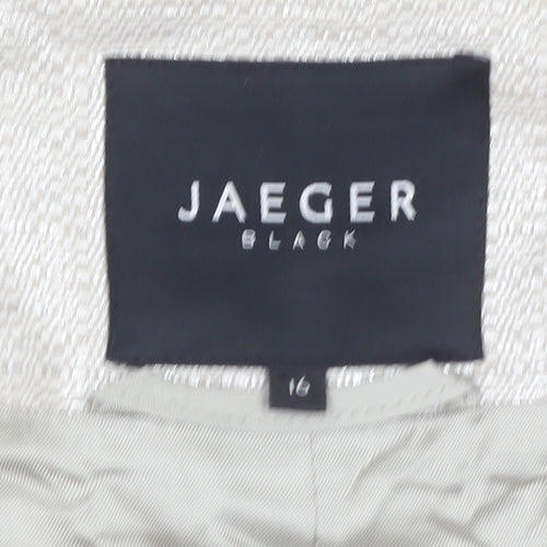 Jaeger Women Beige Linen Blend Cropped Suit Jacket UK16