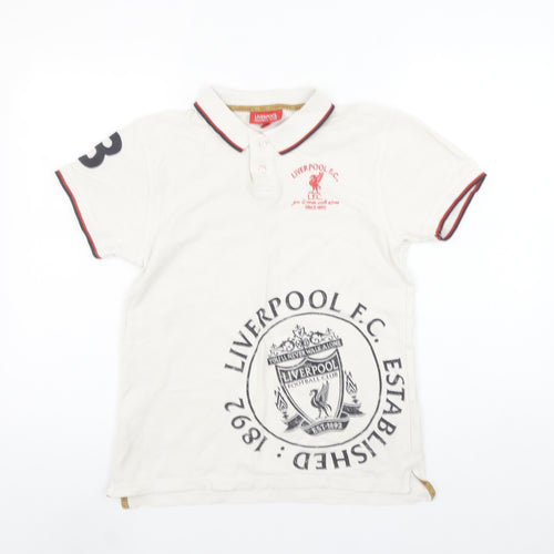 Liverpool FC Boys White Polo Shirt 11-12 Years Football Embroidered Logo