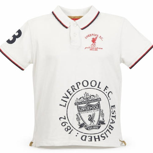 Liverpool FC Boys White Polo Shirt 11-12 Years Football Embroidered Logo