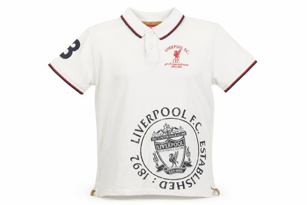 Liverpool FC Boys White Polo Shirt 11-12 Years Football Embroidered Logo