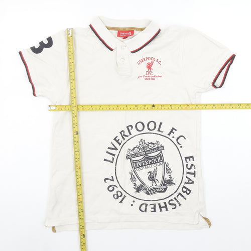 Liverpool FC Boys White Polo Shirt 11-12 Years Football Embroidered Logo