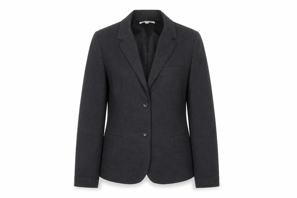 Front view of Gap Women’s Grey Pinstripe Blazer Jacket, size UK 8 Slim, Fit