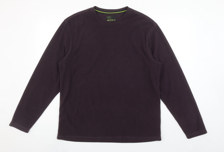 Marks and Spencer Men's Purple Fleece Sweatshirt M Regular Fit Active