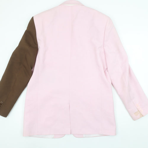 Jaded London Men's Pink and Brown Single-Breasted Classic Blazer Size 40R