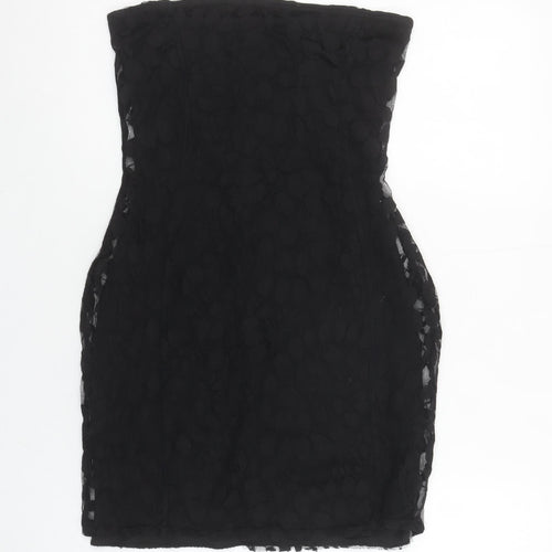 Boohoo Women’s Black Strapless Bodycon Lace Short Dress Size 10
