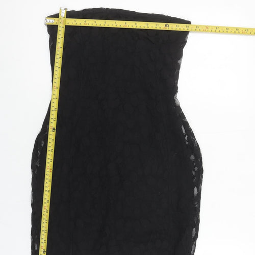 Boohoo Women’s Black Strapless Bodycon Lace Short Dress Size 10