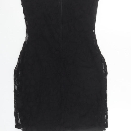 Boohoo Women’s Black Strapless Bodycon Lace Short Dress Size 10