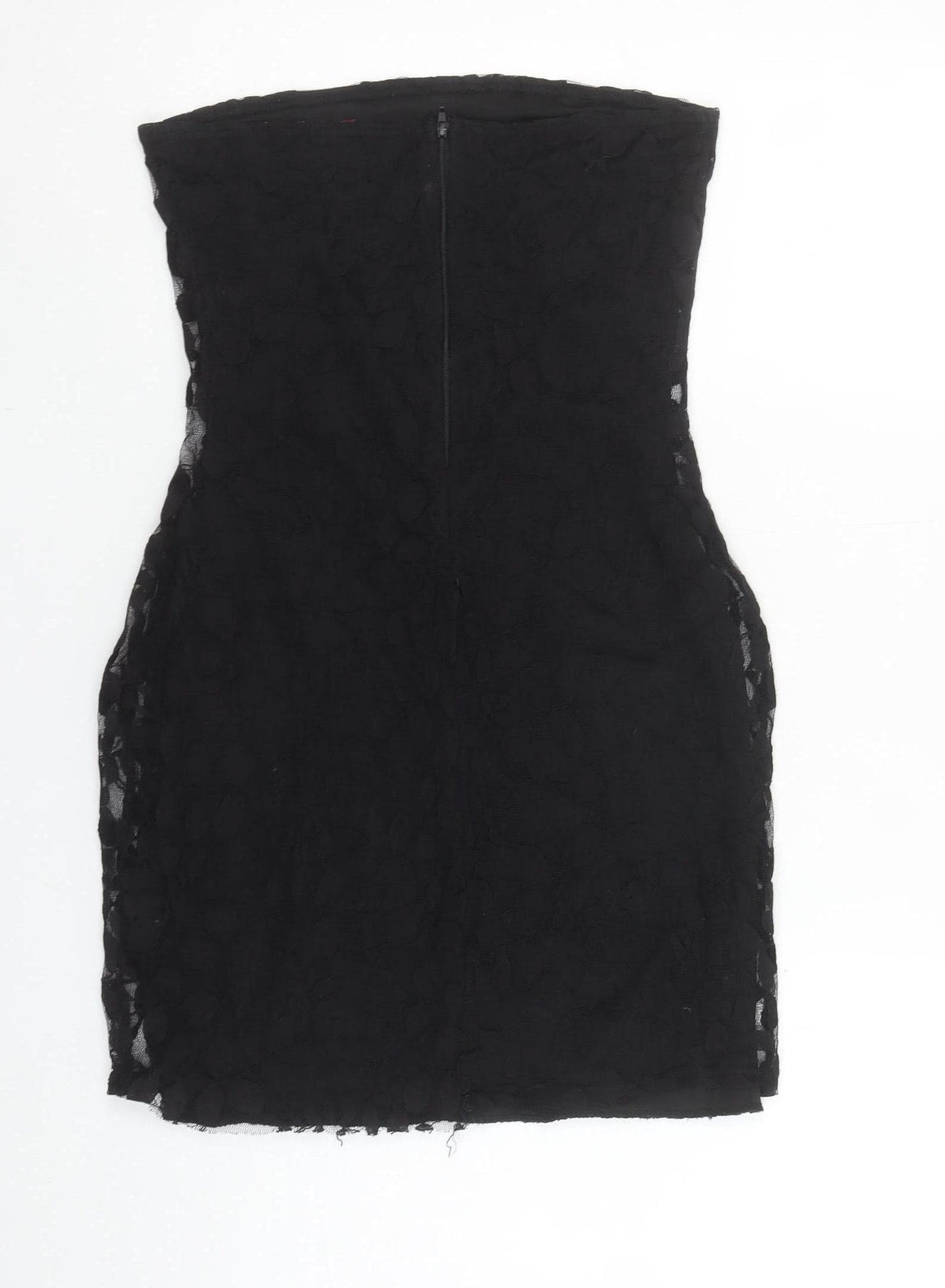 Boohoo Women’s Black Strapless Bodycon Lace Short Dress Size 10