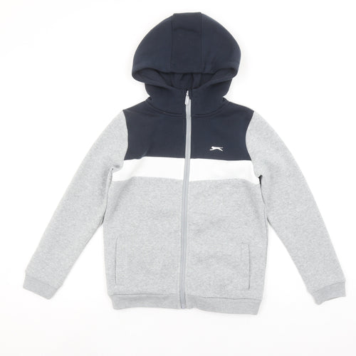 Slazenger Boys Grey & Navy Full Zip Hoodie Sweatshirt 9-10 Years