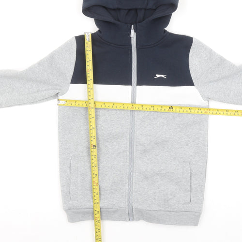 Slazenger Boys Grey & Navy Full Zip Hoodie Sweatshirt 9-10 Years