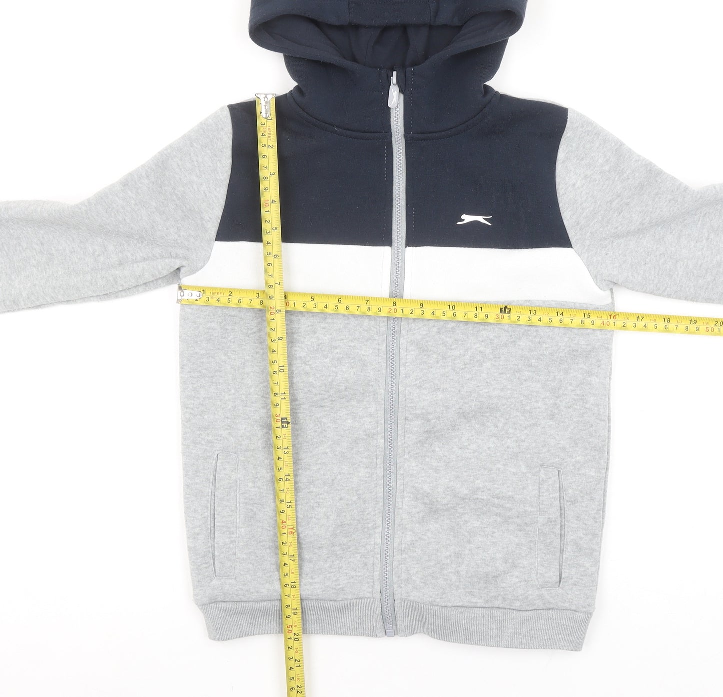Slazenger Boys Grey & Navy Full Zip Hoodie Sweatshirt 9-10 Years