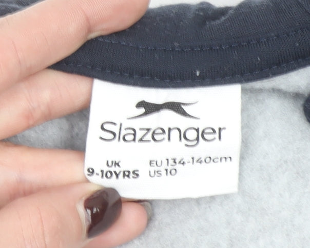 Slazenger Boys Grey & Navy Full Zip Hoodie Sweatshirt 9-10 Years