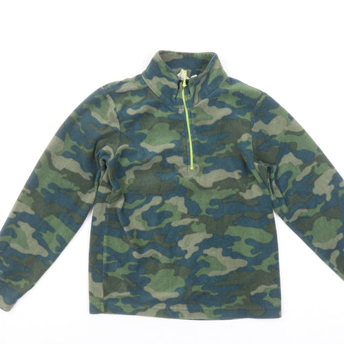 Mountain Warehouse Boys Green Camouflage Fleece 1/4 Zip Pullover Sweatshirt 9-10 Years