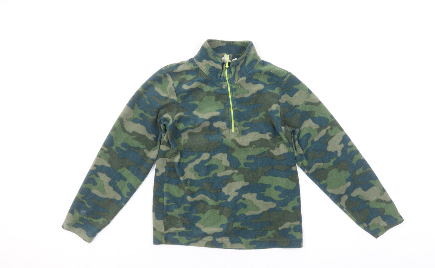 Mountain Warehouse Boys Green Camouflage Fleece 1/4 Zip Pullover Sweatshirt 9-10 Years