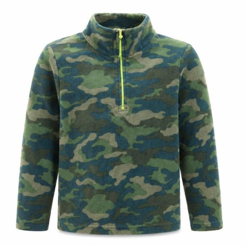 Mountain Warehouse Boys Green Camouflage Fleece 1/4 Zip Pullover Sweatshirt 9-10 Years