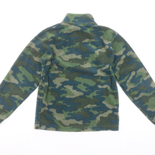 Mountain Warehouse Boys Green Camouflage Fleece 1/4 Zip Pullover Sweatshirt 9-10 Years
