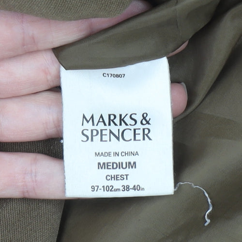 Marks and Spencer Men Brown Cotton Water Resistant Overcoat M