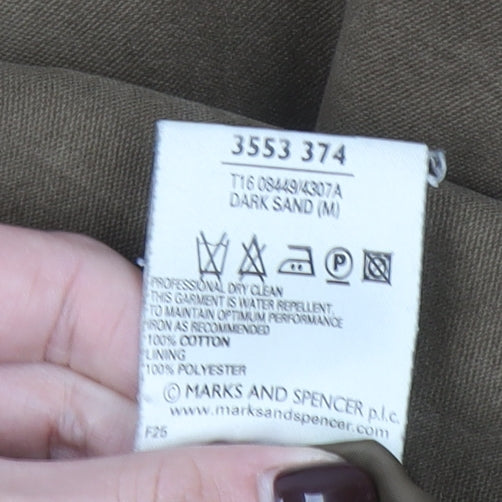 Marks and Spencer Men Brown Cotton Water Resistant Overcoat M