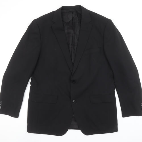 Roy Robson Men's Black Wool Blend 2-Button Formal Blazer Size 42