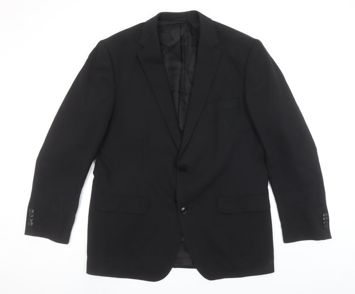 Roy Robson Men's Black Wool Blend 2-Button Formal Blazer Size 42