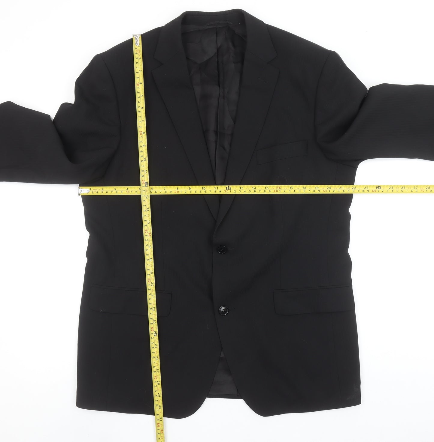 Roy Robson Men's Black Wool Blend 2-Button Formal Blazer Size 42