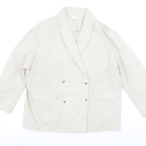 LEDIN Women's Beige Shawl Lapel Double Breasted Blazer Size S