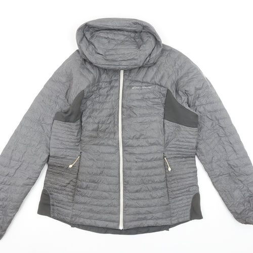 Eddie Bauer Women's Grey Lightweight Hooded Puffer Jacket Size L