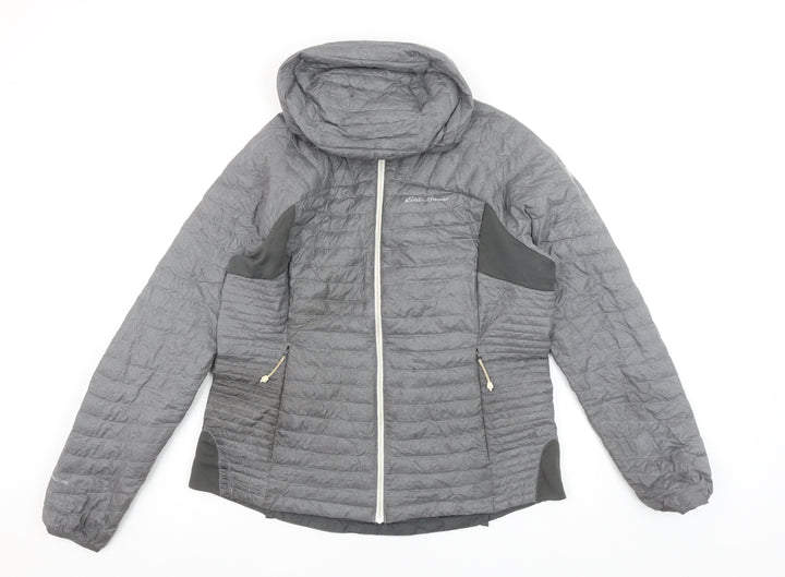 Eddie Bauer Women's Grey Lightweight Hooded Puffer Jacket Size L